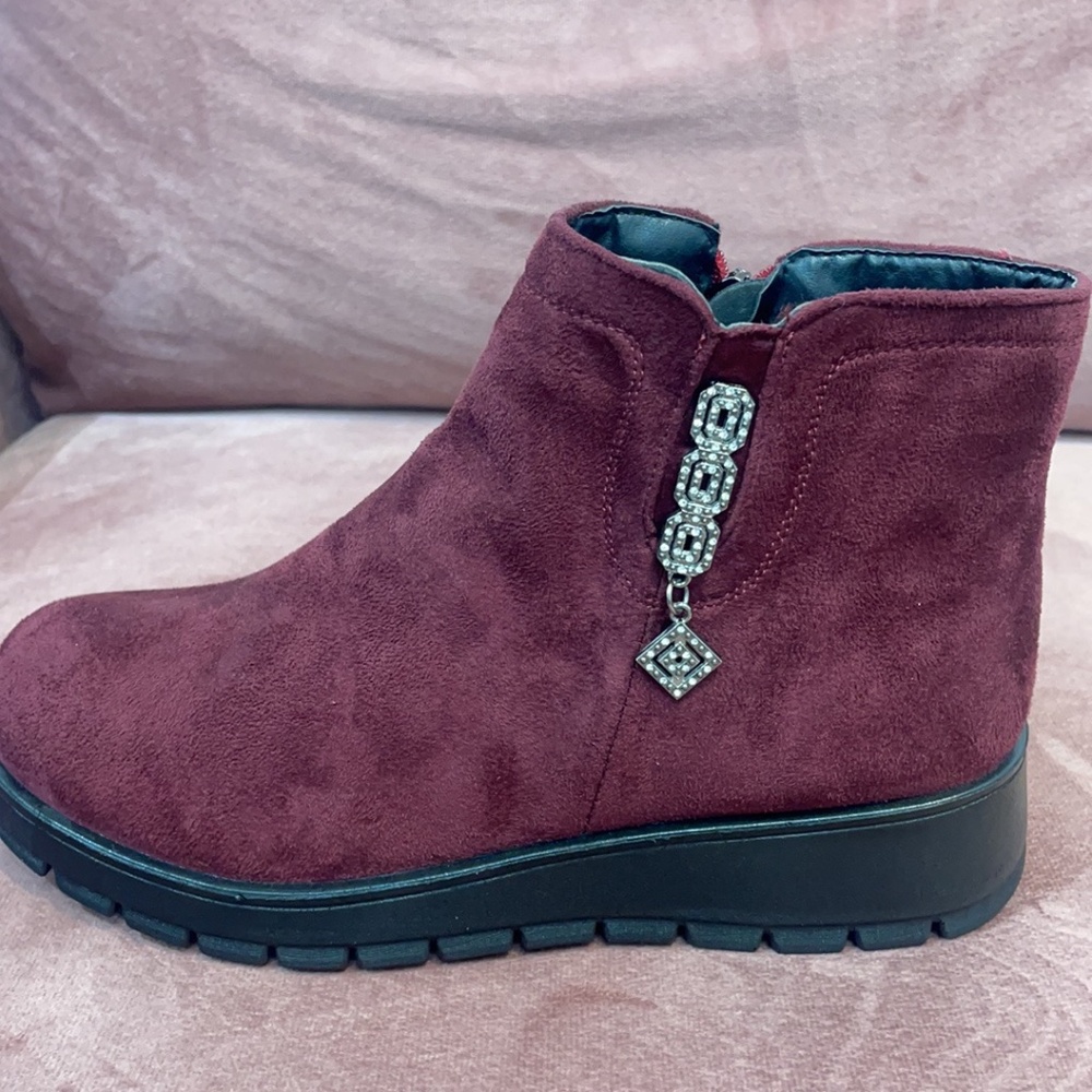 womens winter boots Mid calf snow booties fur lined womens warm ankle booties